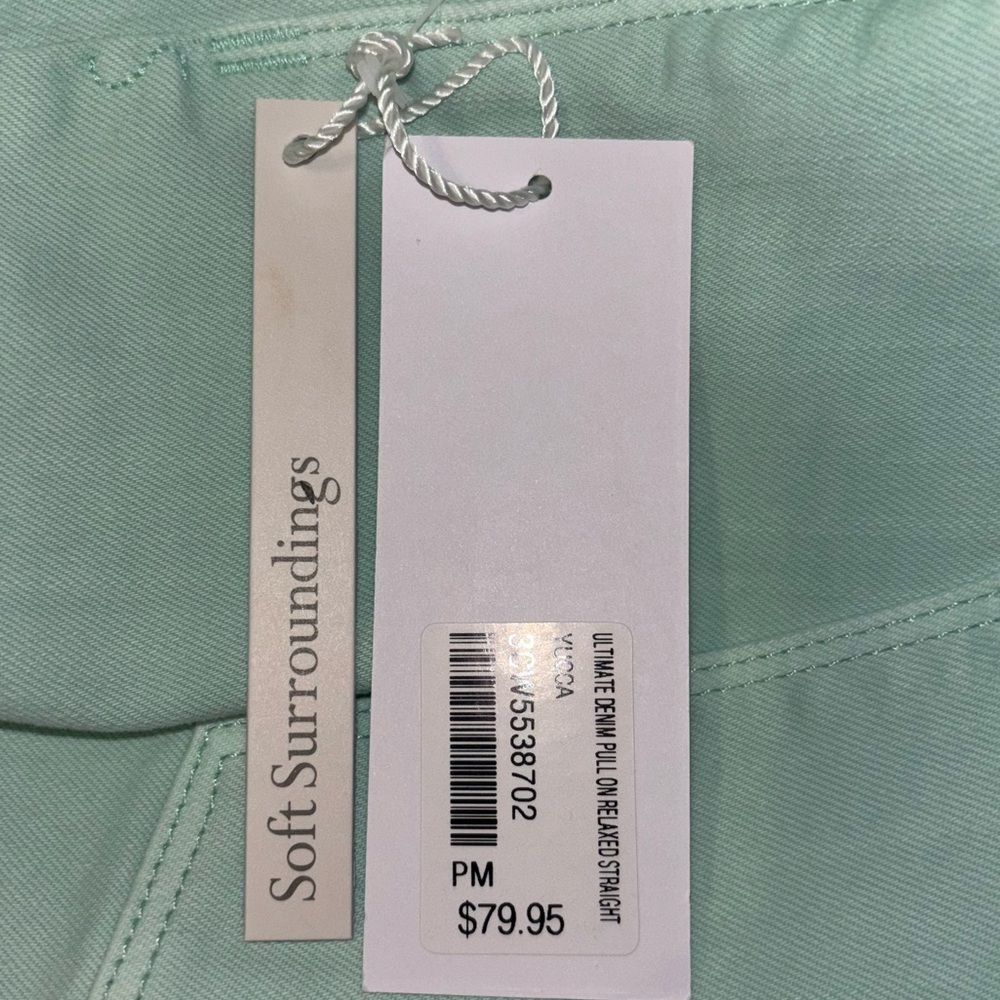 Soft Surroundings Jeans Ultimate Denim Pull On Straight Leg Mint Green Size PM - Picture 13 of 13